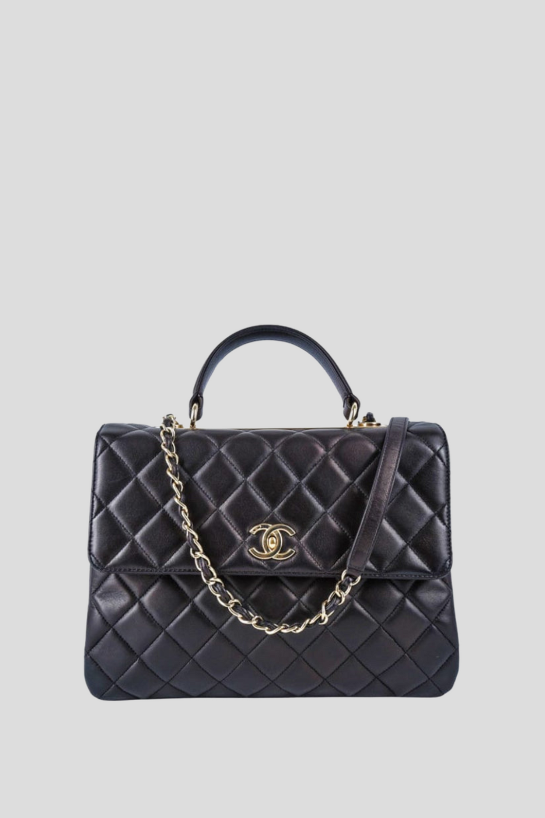 Black GHW Lambskin Large Trendy Top Handle Bag by Chanel