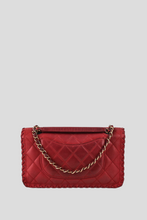 Load image into Gallery viewer, Dark Red GHW Lambskin Braided Edge Medium Single Flap Bag by Chanel
