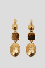 Load image into Gallery viewer, Black Gold Crystal CC Drop Earrings by Chanel
