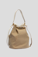 Load image into Gallery viewer, Brown Logo Canvas Drawstring Bucket Bag by Prada
