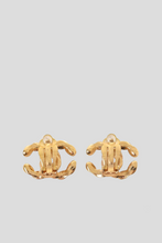 Load image into Gallery viewer, Gold Midnight Blue CC Statement Clip On Earrings by Chanel
