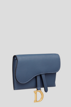 Load image into Gallery viewer, Denim Blue Goatskin Saddle Nano Pouch by Dior
