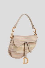 Load image into Gallery viewer, Cream Multicolor Stripes Embroidery Saddle Bag by Dior
