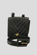 Load image into Gallery viewer, Black GHW Lambskin Chevron Belt Bag by Chanel
