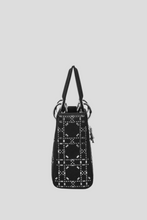 Load image into Gallery viewer, Black Embellished Satin Lady Dior Mini Bag by Dior
