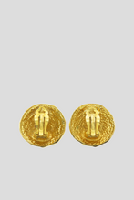 Load image into Gallery viewer, Gold Coco Medallion Statement Clip On Earrings by Chanel
