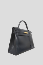 Load image into Gallery viewer, Blue Indigo GHW Kelly Sellier 32 Box Calf Leather Bag by Hermès
