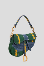 Load image into Gallery viewer, Green Multicolor D-Stripes Embroidery Saddle Bag by Dior
