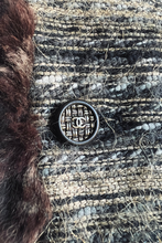 Load image into Gallery viewer, Brown Rabbit Fur Trimmed Metallic Tweed Jacket by Chanel
