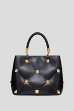 Load image into Gallery viewer, Black Nappa Roman Stud The Handle Bag by Valentino
