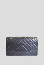 Load image into Gallery viewer, Black GHW Lambskin Chevron Medium Classic Double Flap Bag by Chanel
