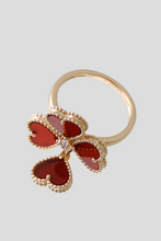 Load image into Gallery viewer, Carnelian Diamond 18K Rose Gold Sweet Alhambra Effeuillage Ring by Van Cleef &amp; Arpels
