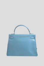 Load image into Gallery viewer, Blue PHW Kelly Retourne 32 Togo Leather Bag by Hermès
