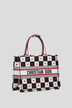 Load image into Gallery viewer, Black White and Red D-Chess Heart Embroidery Medium Dioramour Dior Book Tote by Dior
