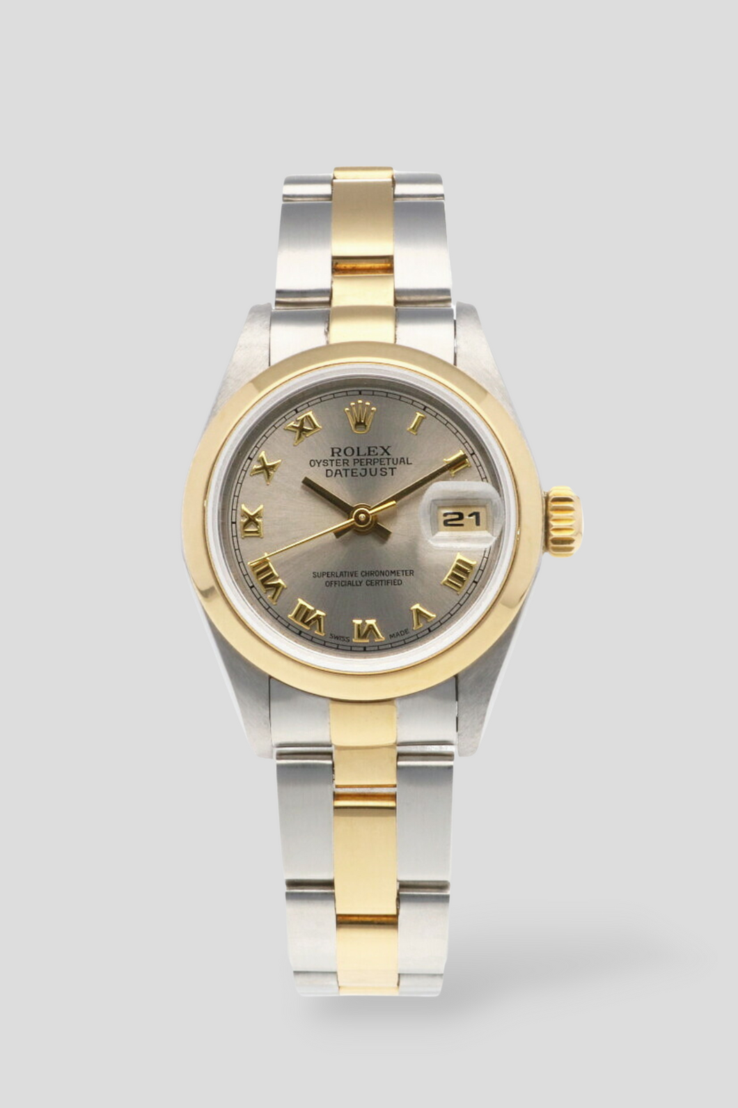 Datejust Silver Dial 18K Yellow Gold and Stainless Steel Watch by Rolex