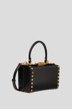 Load image into Gallery viewer, Black Grainy Calfskin Rockstud Box Bag by Valentino
