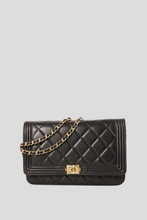 Load image into Gallery viewer, Black GHW Lambskin Boy Wallet On Chain by Chanel
