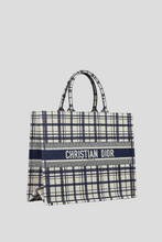 Load image into Gallery viewer, Blue Check&#39;n&#39;Dior Embroidery Large Dior Book Tote by Dior
