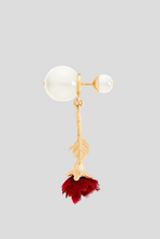 Load image into Gallery viewer, Gold Tribales Red Tulle Rose Earring by Dior
