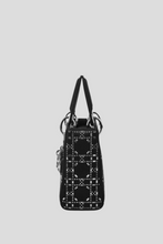 Load image into Gallery viewer, Black Embellished Satin Lady Dior Mini Bag by Dior
