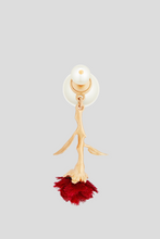 Load image into Gallery viewer, Gold Tribales Red Tulle Rose Earring by Dior
