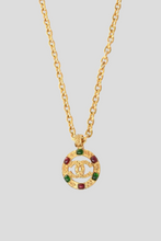 Load image into Gallery viewer, Gold Multicolor Gemstone Coco Medallion Pendant Statement Necklace by Chanel
