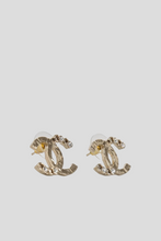 Load image into Gallery viewer, Gold CC Coco Crystal Stud Earrings by Chanel
