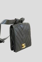 Load image into Gallery viewer, Black GHW Lambskin Chevron Belt Bag by Chanel
