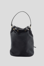 Load image into Gallery viewer, Black Logo Canvas Drawstring Bucket Bag by Prada
