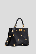 Load image into Gallery viewer, Black Nappa Roman Stud The Handle Bag by Valentino
