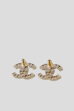 Load image into Gallery viewer, Gold CC Pearl Stud Earrings by Chanel
