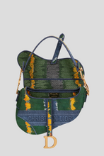 Load image into Gallery viewer, Green Multicolor D-Stripes Embroidery Saddle Bag by Dior
