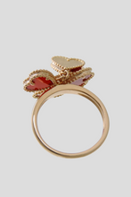 Load image into Gallery viewer, Carnelian Diamond 18K Rose Gold Sweet Alhambra Effeuillage Ring by Van Cleef &amp; Arpels
