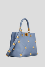 Load image into Gallery viewer, Blue Niagara Nappa Roman Stud The Handle Bag by Valentino
