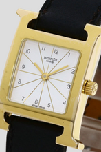 Load image into Gallery viewer, Black Yellow Gold Plated Steel Heure H Medium Watch by Hermès
