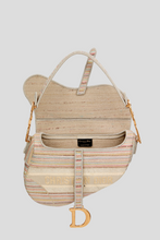 Load image into Gallery viewer, Cream Multicolor Stripes Embroidery Saddle Bag by Dior
