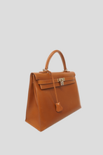 Load image into Gallery viewer, Gold PHW Kelly Sellier 35 Box Calf Bag by Hermès
