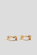 Load image into Gallery viewer, Gold Midnight Blue CC Statement Clip On Earrings by Chanel
