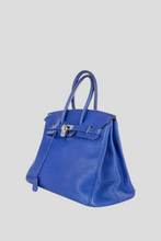 Load image into Gallery viewer, Bleu Electrique PHW Birkin 35 Clemence Leather Bag by Hermès
