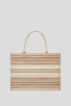 Load image into Gallery viewer, Beige Multicolor Stripes Embroidery Medium Dior Book Tote by Dior
