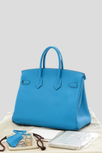 Load image into Gallery viewer, Bleu Frida PHW Birkin 25 Swift Leather Bag by Hermès
