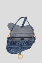 Load image into Gallery viewer, Blue Dior Flowers Embroidered Denim Saddle Bag by Dior
