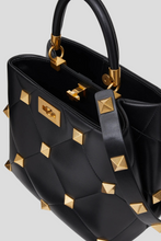 Load image into Gallery viewer, Black Nappa Roman Stud The Handle Bag by Valentino
