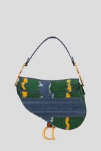 Load image into Gallery viewer, Green Multicolor D-Stripes Embroidery Saddle Bag by Dior
