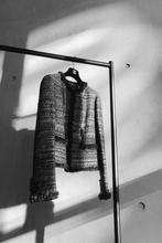 Load image into Gallery viewer, Brown Rabbit Fur Trimmed Metallic Tweed Jacket by Chanel
