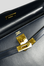 Load image into Gallery viewer, Blue Indigo GHW Kelly Sellier 32 Box Calf Leather Bag by Hermès
