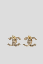 Load image into Gallery viewer, Gold CC Coco Crystal Stud Earrings by Chanel
