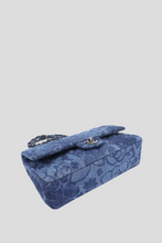 Load image into Gallery viewer, Blue RHW Floral Printed Denim Medium Classic Double Flap Bag by Chanel
