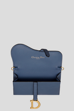 Load image into Gallery viewer, Denim Blue Goatskin Saddle Nano Pouch by Dior
