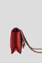 Load image into Gallery viewer, Dark Red GHW Lambskin Braided Edge Medium Single Flap Bag by Chanel
